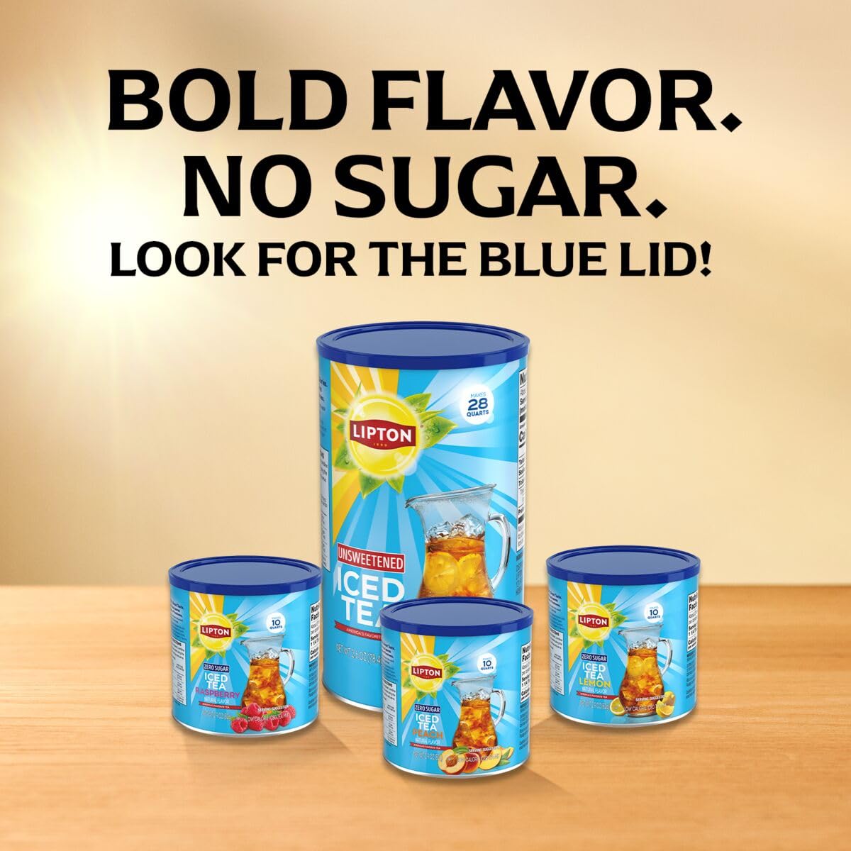 Lipton canister in hand showing size and portion control benefit
