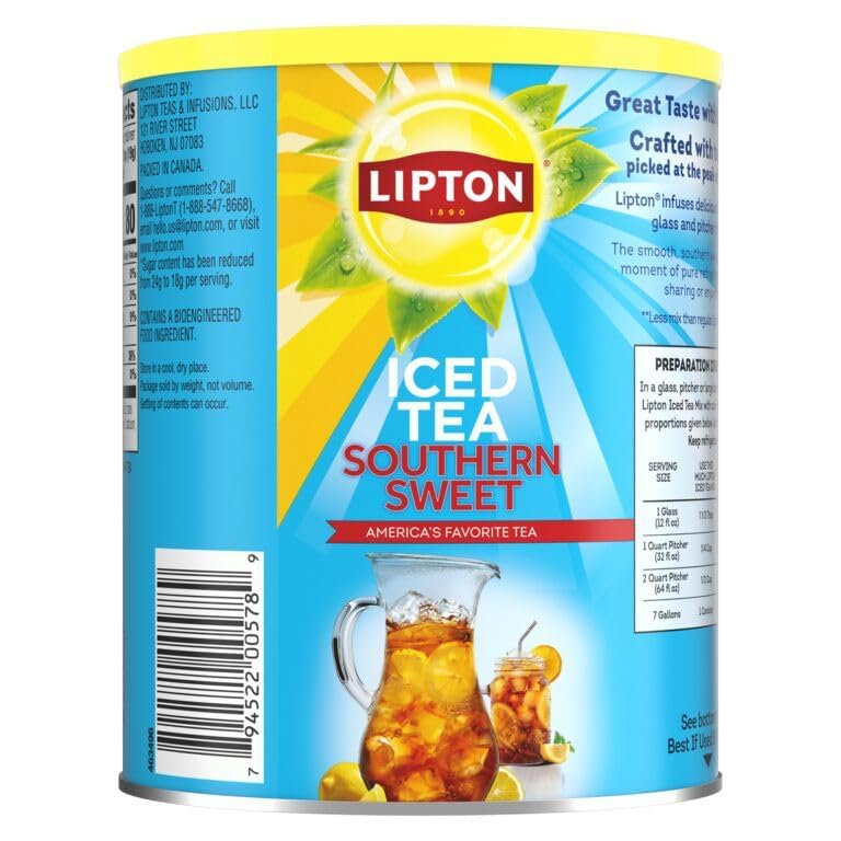 Lipton powdered mix close-up texture for quick cold-water blending benefit