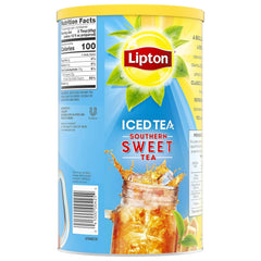 Pitcher of prepared Lipton iced tea over ice demonstrating refreshing served appearance