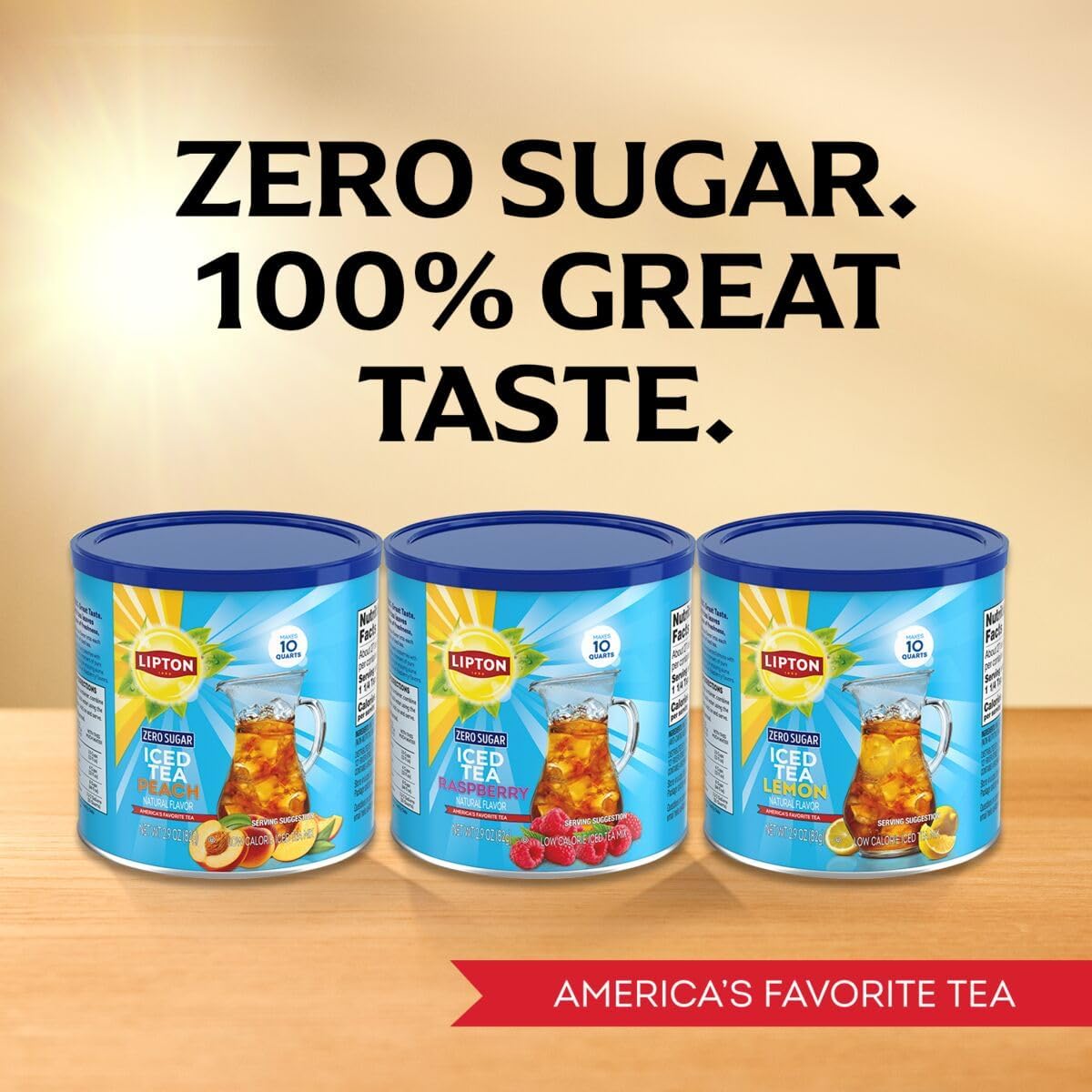 Lipton canister next to ruler illustrating compact size and pantry-friendly storage