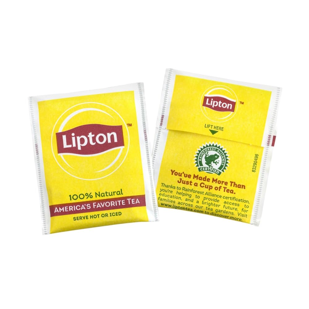Lipton inner cartons stacked showing 104 per carton and packaging details