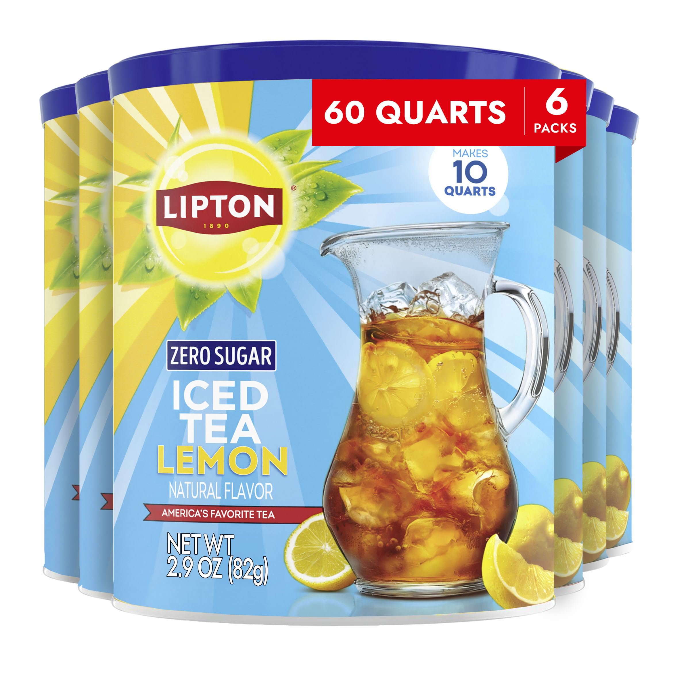 Lipton front packaging showing canister and serving info for easy stocking