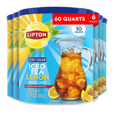 Lipton front packaging showing canister and serving info for easy stocking