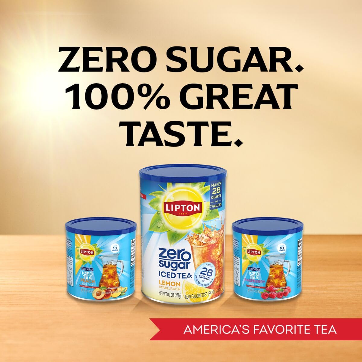Canister beside common household items to show Lipton mix size and value