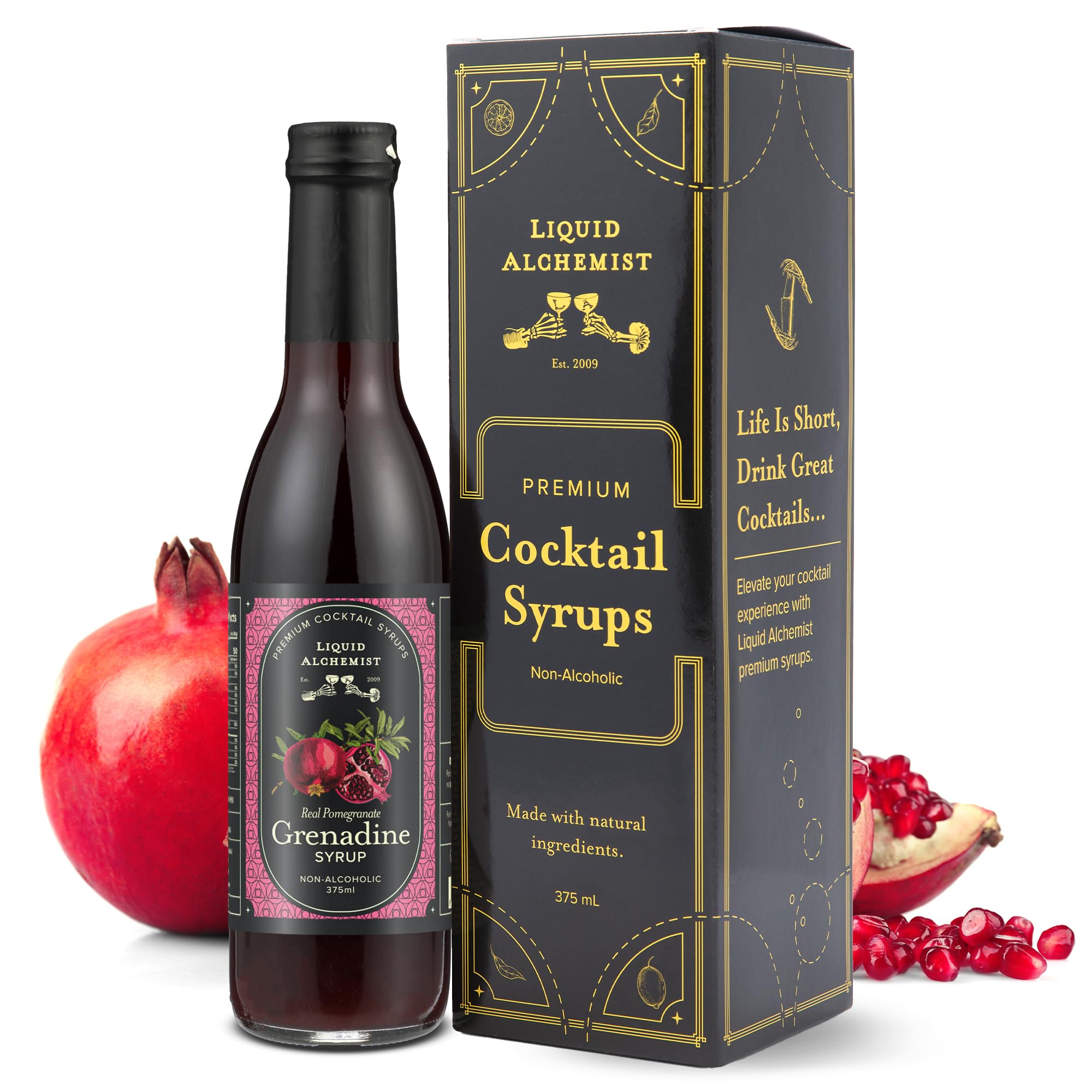 Liquid Alchemist bottle front label showing clean ingredient benefits