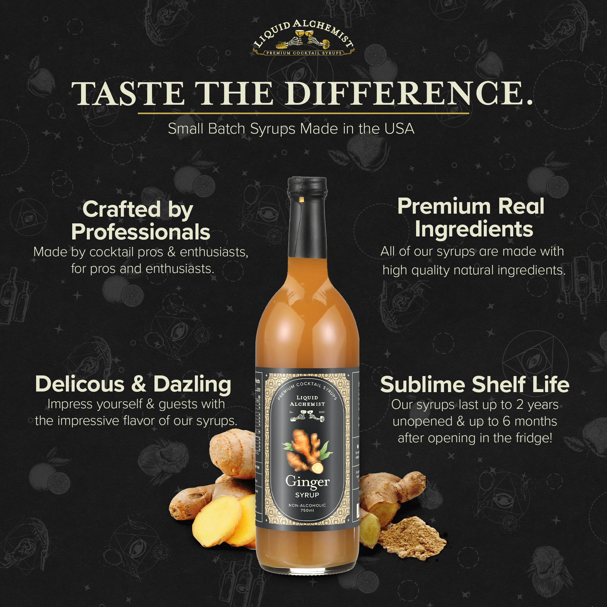Liquid Alchemist syrup added to tea cup for quick warming ginger beverage
