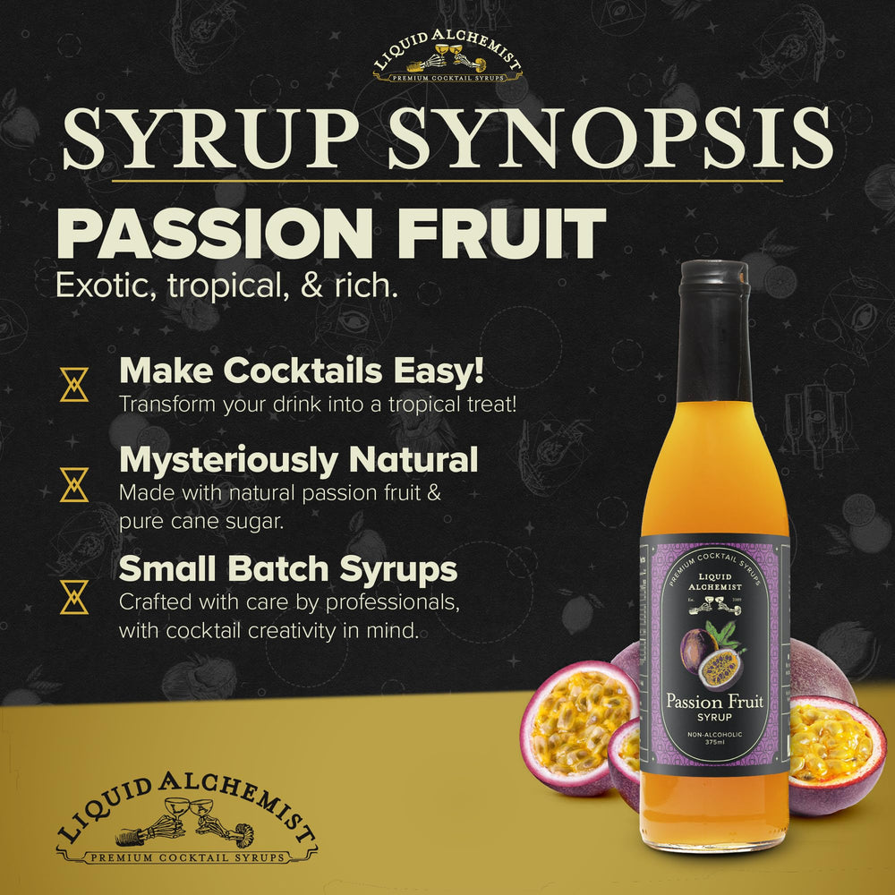 Liquid Alchemist syrup being poured into a shaker to make quick cocktails