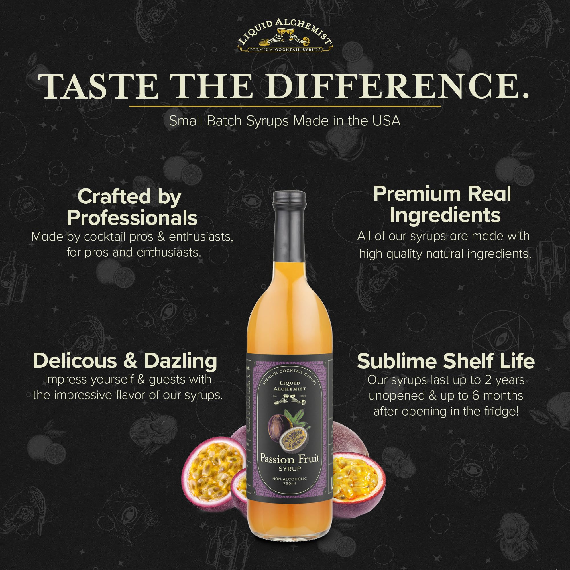 Liquid Alchemist syrup splashed into iced tea showing refreshing taste boost
