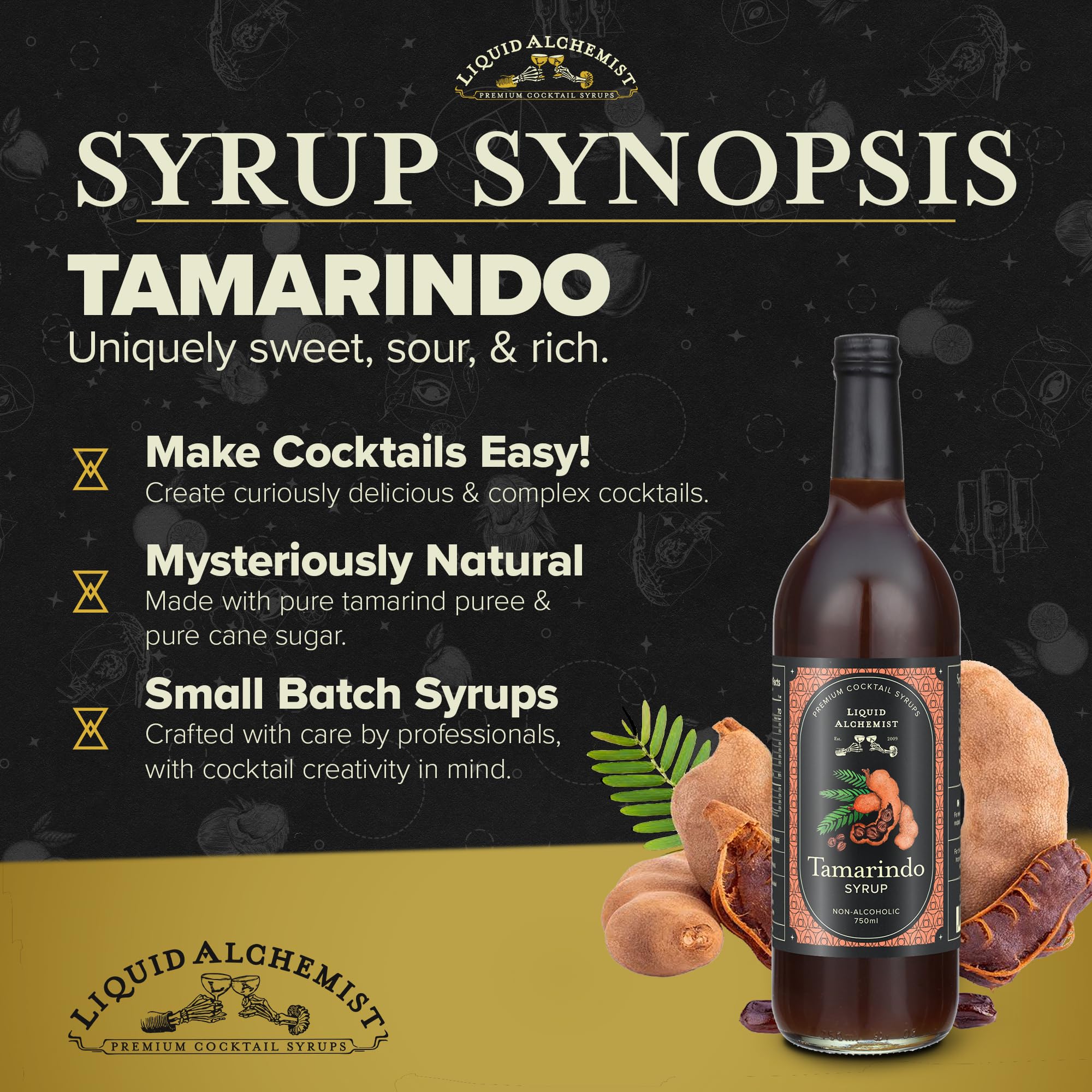 Liquid Alchemist syrup pouring from bottle to show smooth texture and consistency