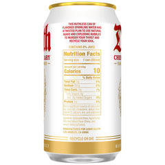 Liquid Death label detail highlighting ingredients and no artificial sweeteners benefit
