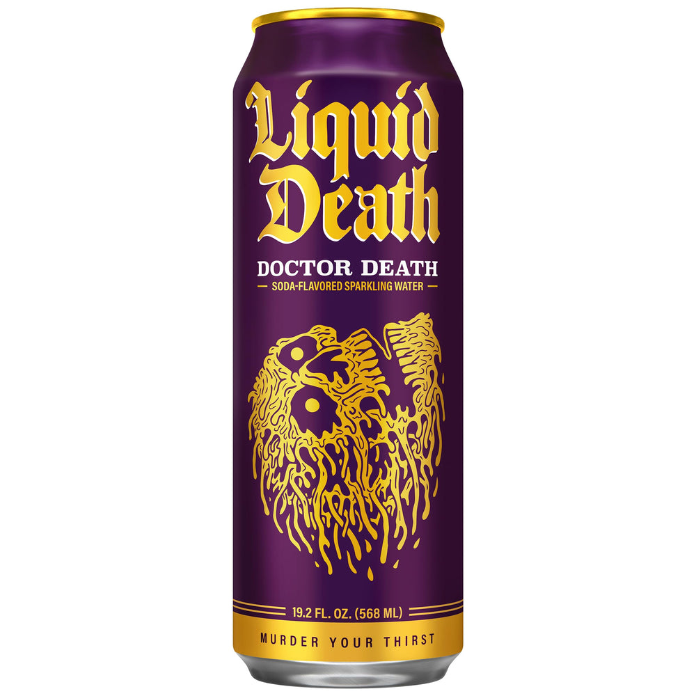 Liquid Death close-up of can tab and textured lip highlighting easy-open design and premium finish