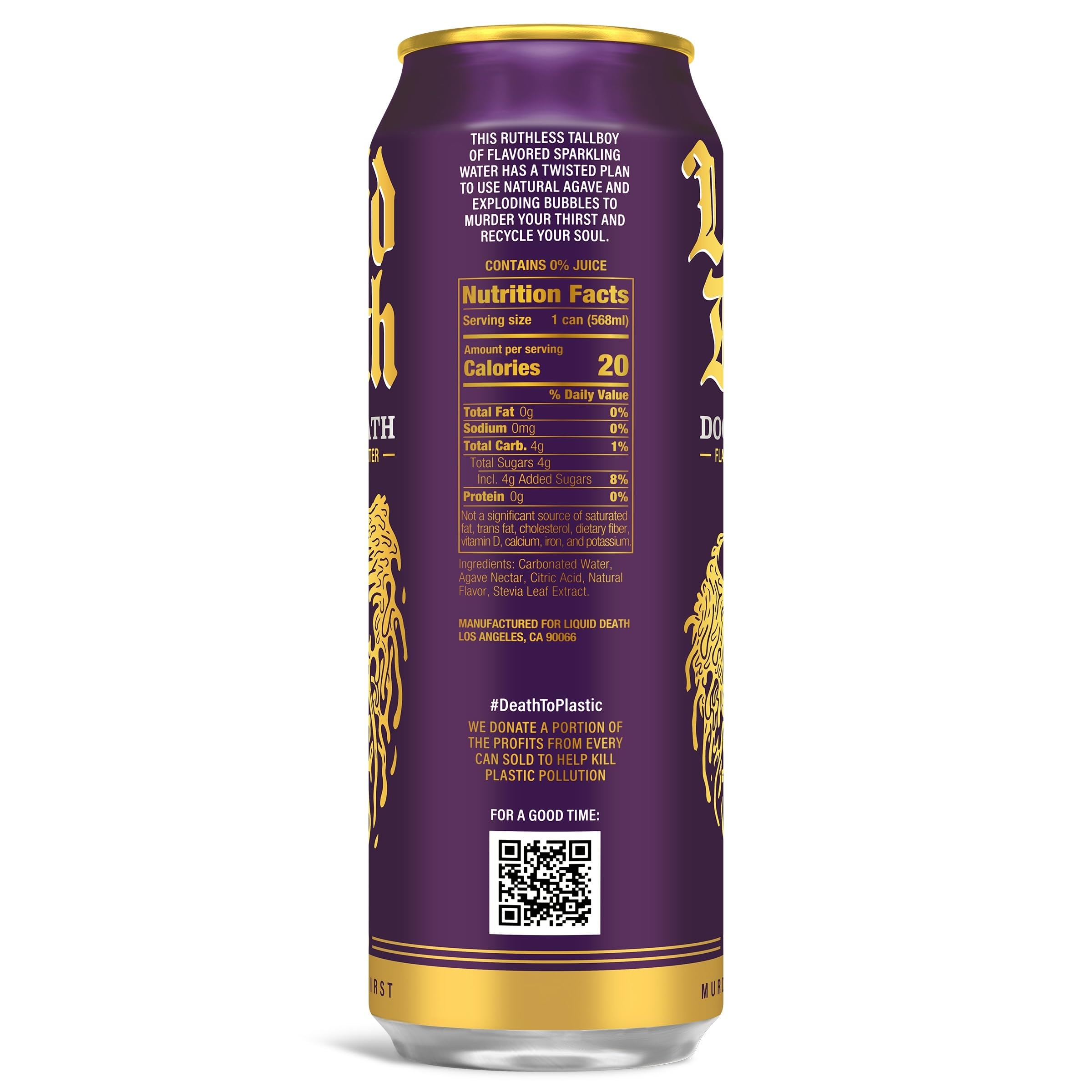 Liquid Death being poured into a glass, fizz and bubbles emphasize refreshing soda-like carbonation