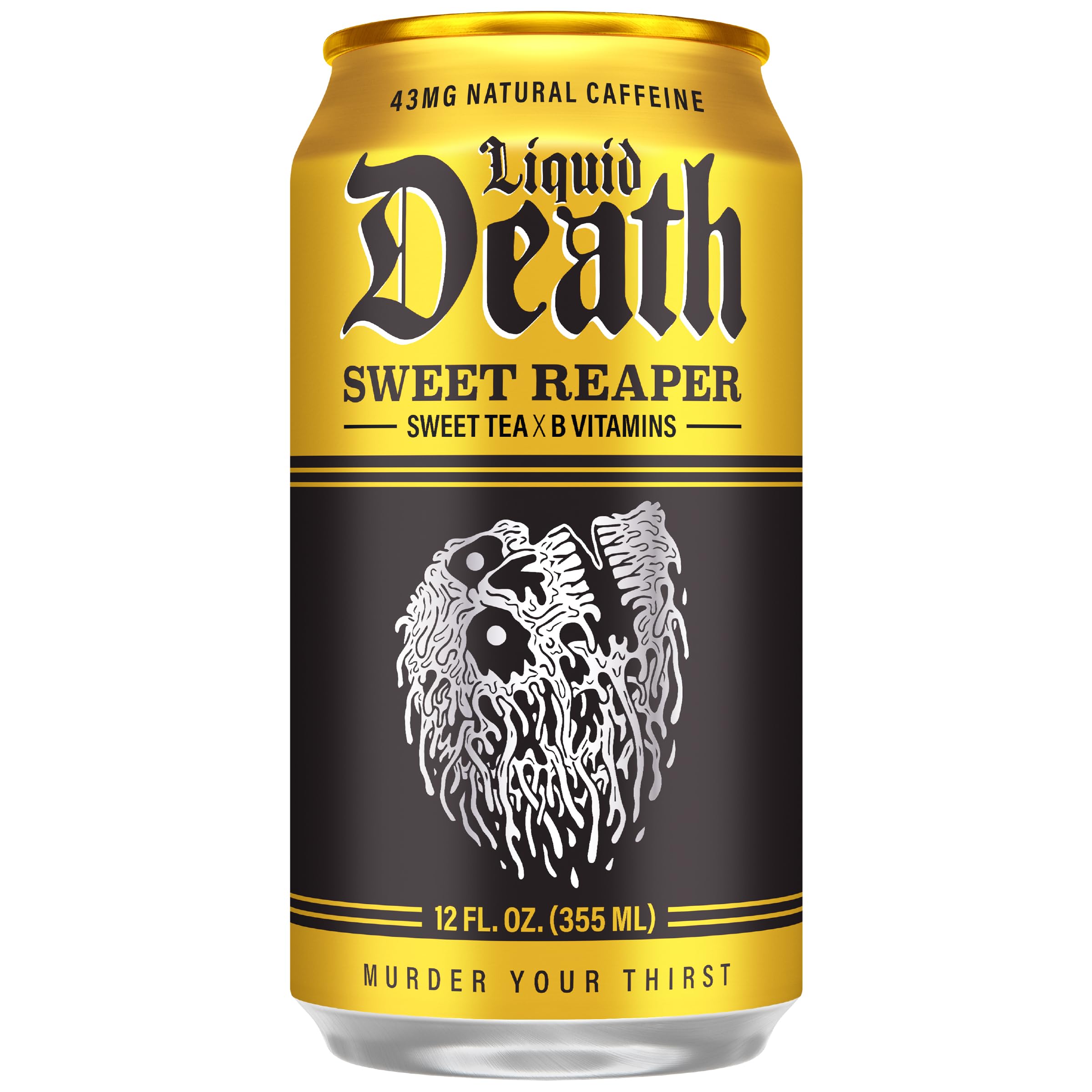 Liquid Death Sweet Reaper close-up of can label highlighting ingredients