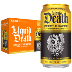 Liquid Death Sweet Reaper front can showing bold branding and flavor