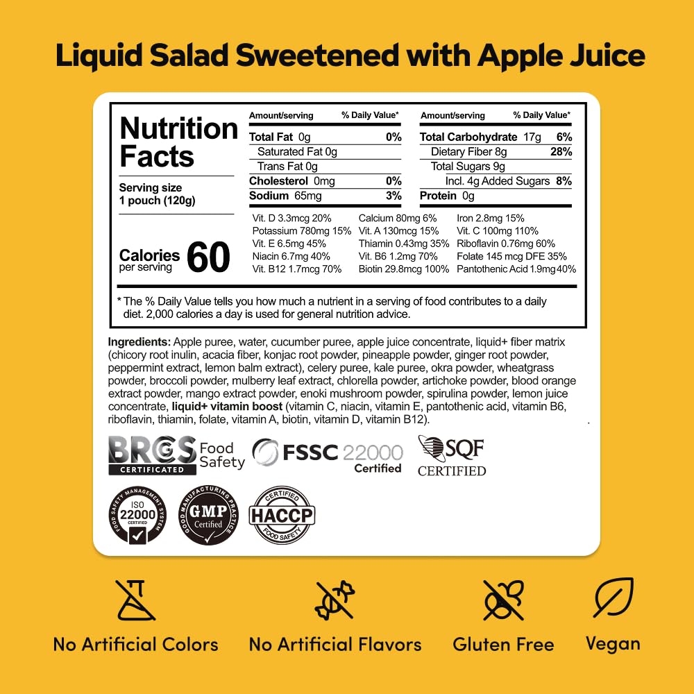 Liquid+ close-up of pouch texture and color highlighting fresh ingredients