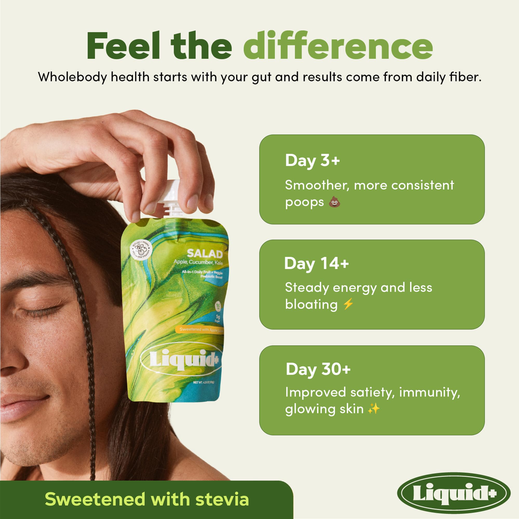 Liquid+ beside a breakfast bowl to illustrate morning routine integration and balance