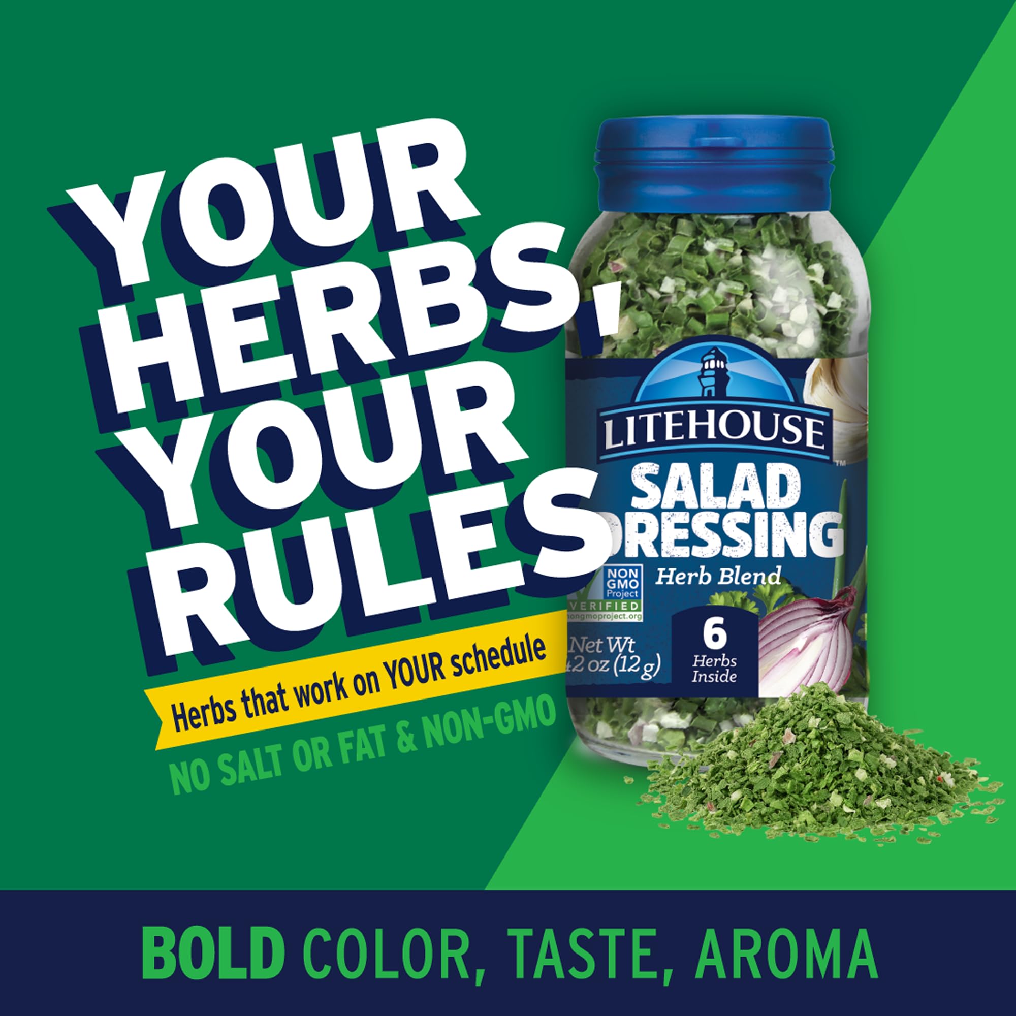 LITEHOUSE close-up of herb flakes highlighting preserved color and aroma