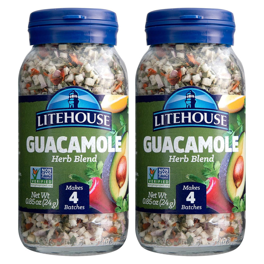 Litehouse front packaging of freeze dried guacamole herb blend showing label and 2-pack benefit