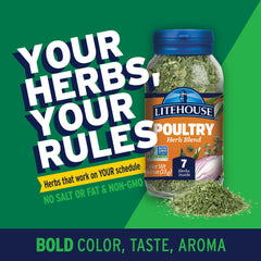 LITEHOUSE open jar with herb mix visible, showing preserved color and aroma
