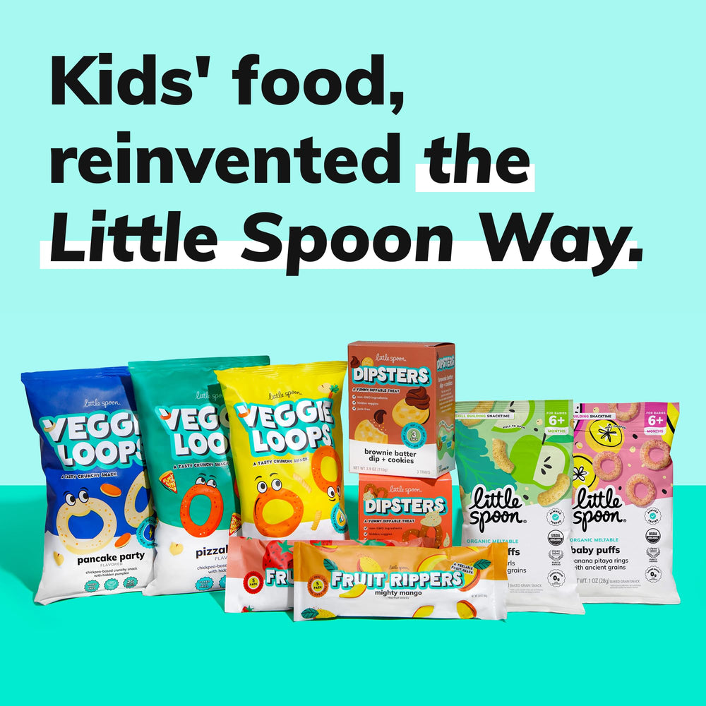 little spoon open pack on a kitchen table showing family-friendly snack option