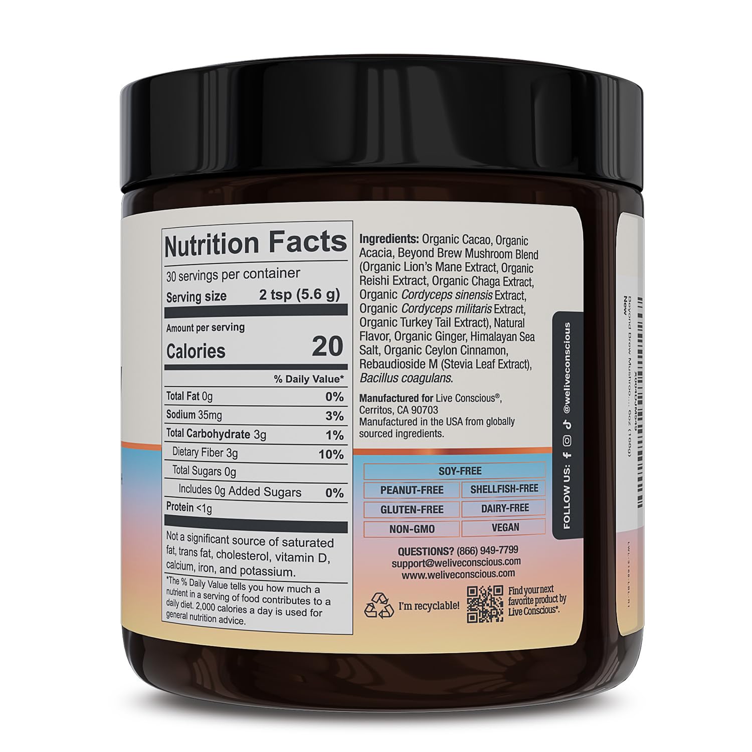 Live Conscious arranged mushroom extracts emphasizing functional variety