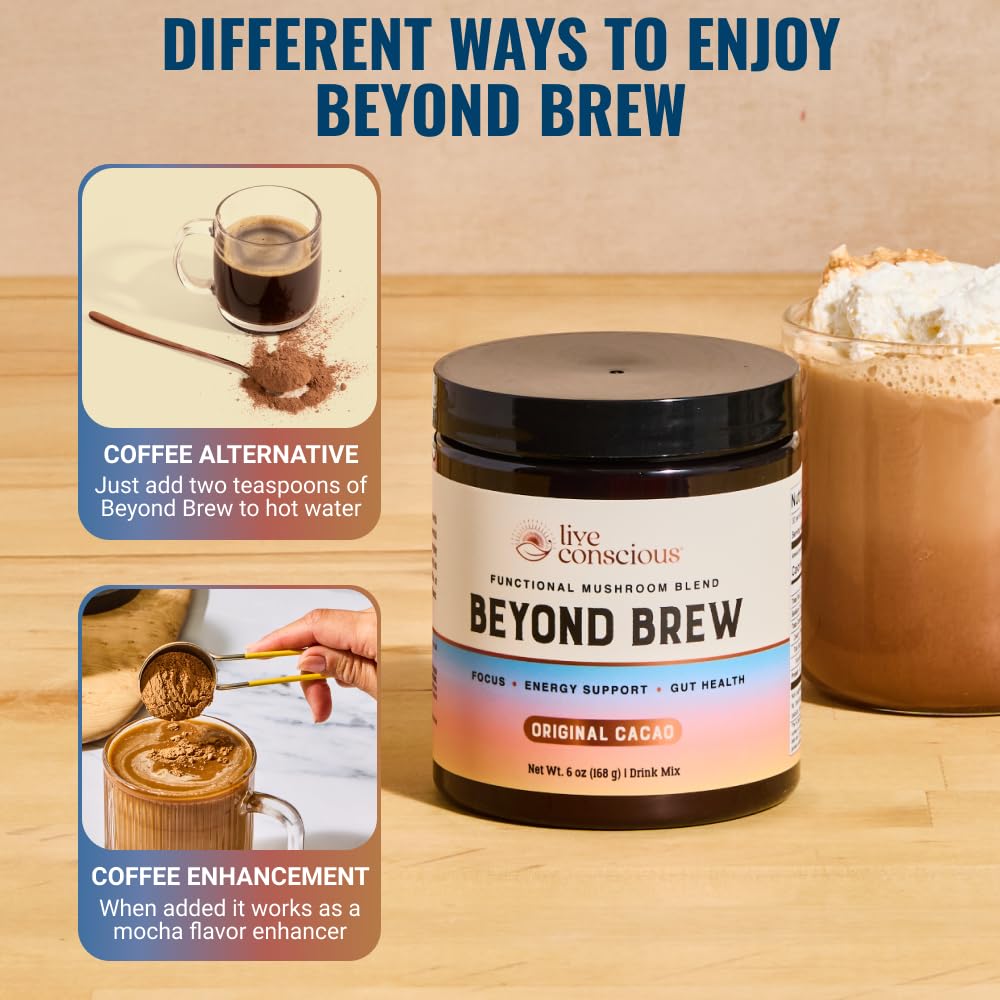 Live Conscious scoop with powder showing single serving convenience