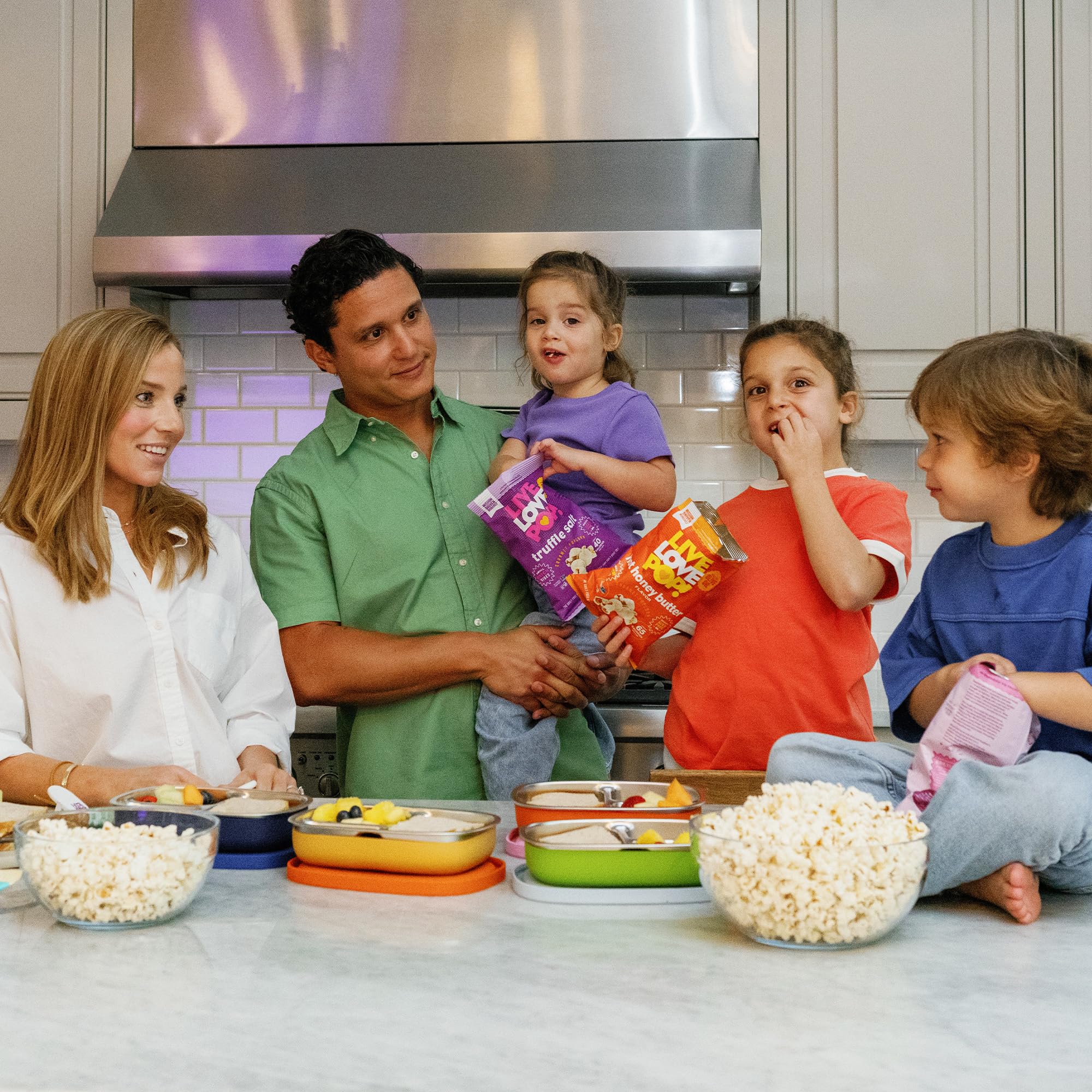 Live Love Pop movie night lifestyle with popcorn and cozy gathering