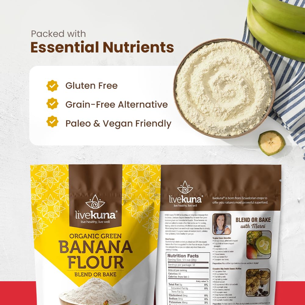 LiveKuna pancakes made with banana flour showing fluffy texture and flavor