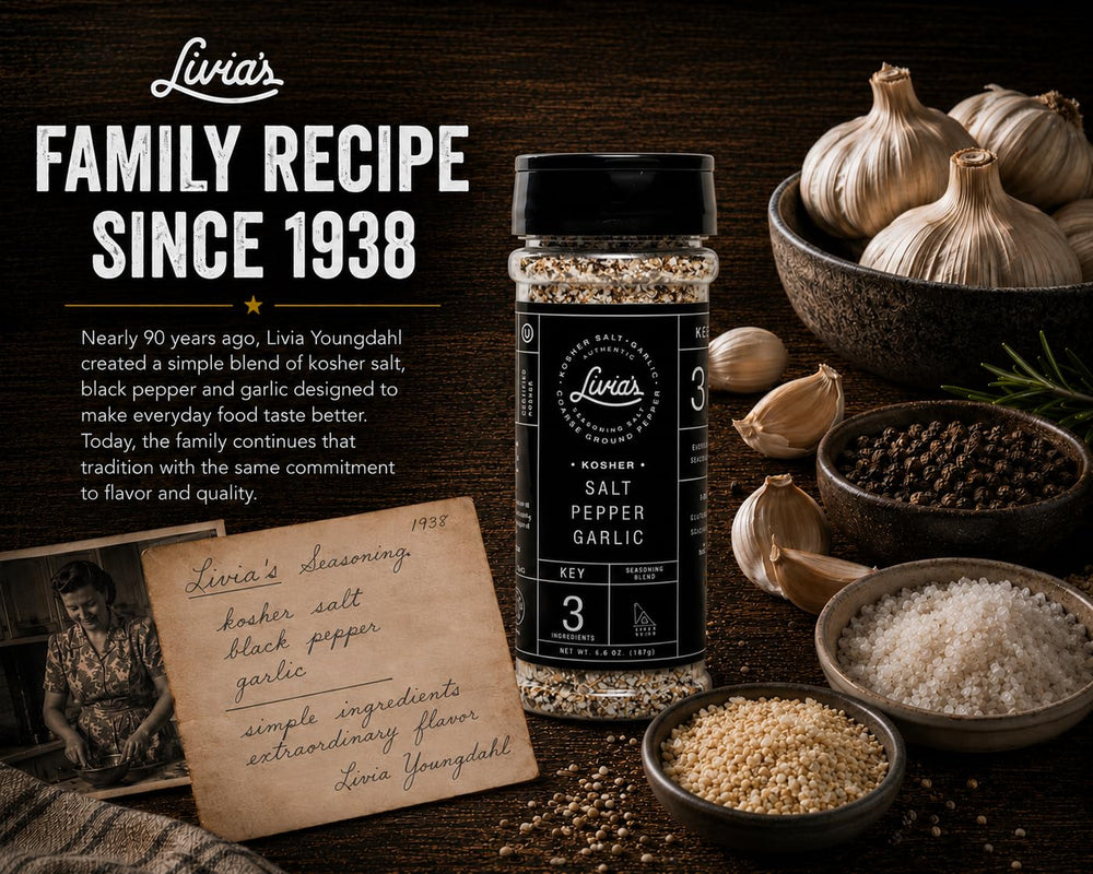 Livia's Seasoning Salt on steak forming a seasoned crust for bolder taste