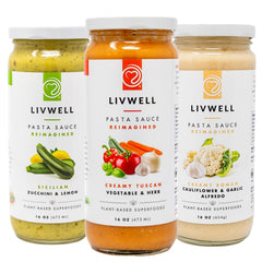 LIVWELL three-jar pack front view showing variety and pantry convenience