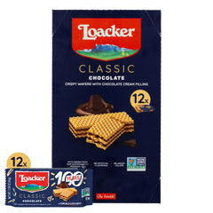 Loacker front packaging showing 12-pack, convenient snacks