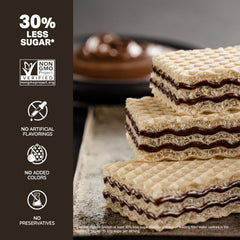 Loacker wafer close-up texture revealing crisp layers and creamy filling benefit