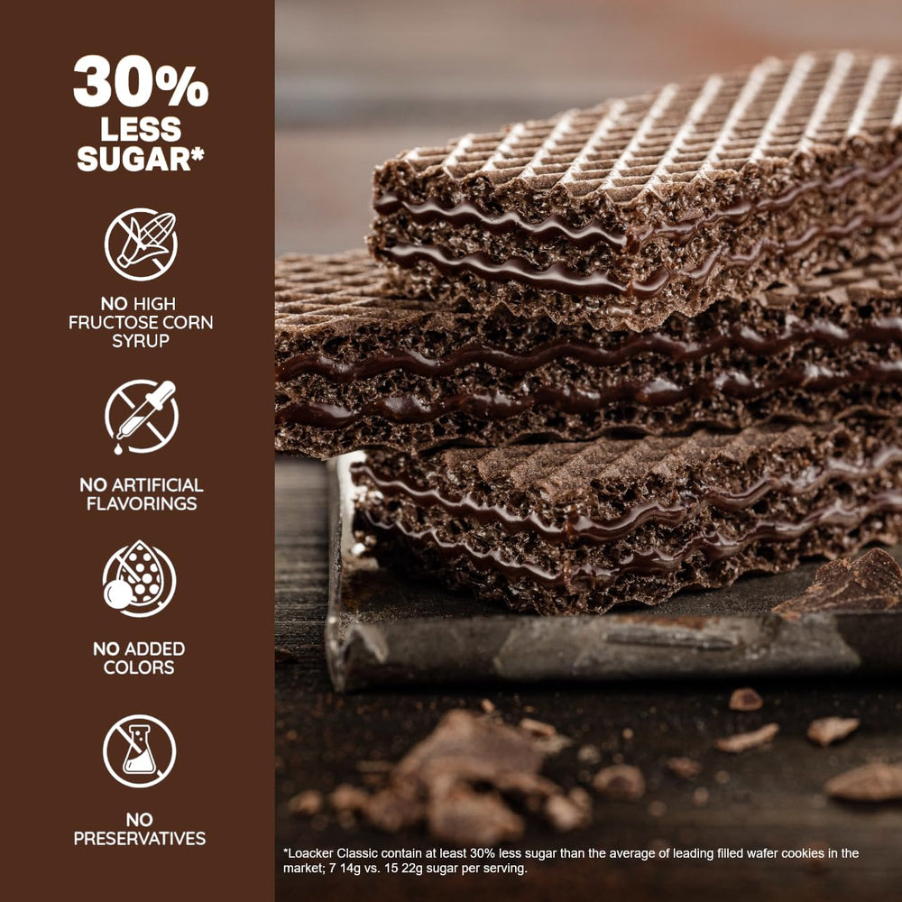 Loacker wafer cross-section showing layers and texture, crisp creamy contrast benefit