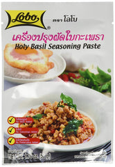 Lobo paste used in a basil stir-fry on plate, delivers authentic aroma and flavor