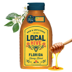 Local Hive front packaging showing 16 oz bottle and clear label benefits