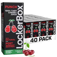 LockerBox front packaging showing 40-pack and tart cherry branding for easy bulk supply