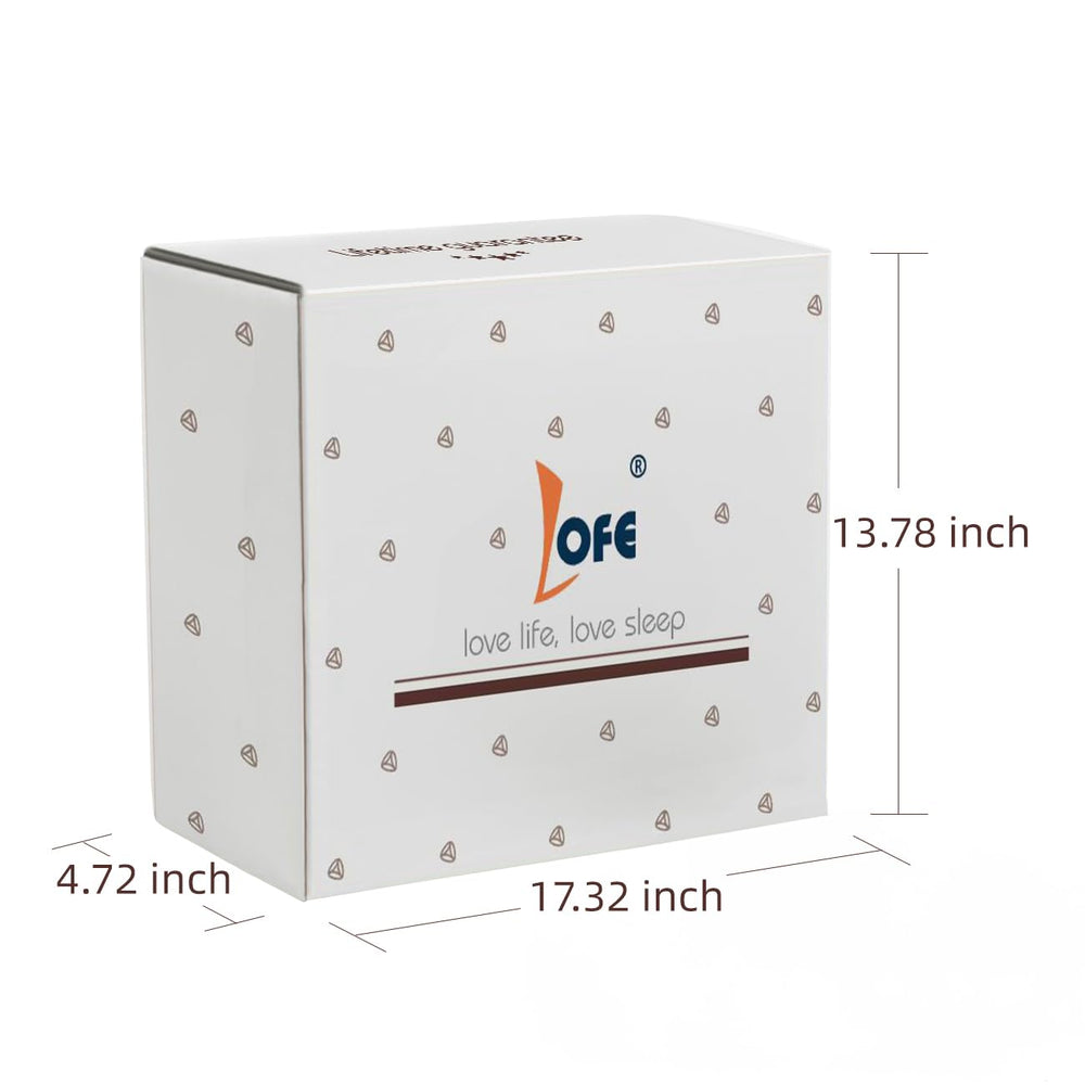 LOFE bedroom scene with filled pillow showing natural breathable sleep surface benefit