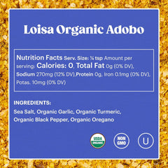 Loisa adobo organic spices close-up displaying garlic turmeric oregano for freshness