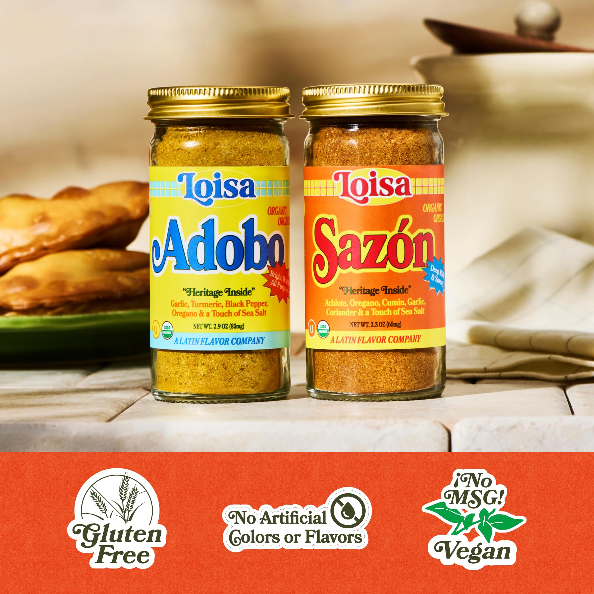 Loisa seasoning sprinkled on cooked rice demonstrating quick flavor and color boost