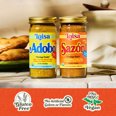 Loisa seasoning sprinkled on cooked rice demonstrating quick flavor and color boost