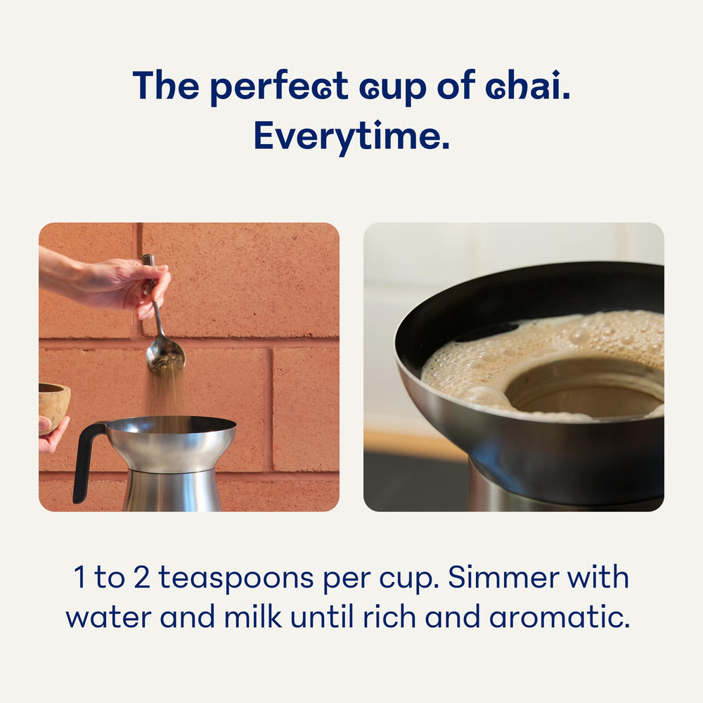 Loka Masala Chai brewing inside a Loka Chai Maker demonstrating convenient preparation benefits