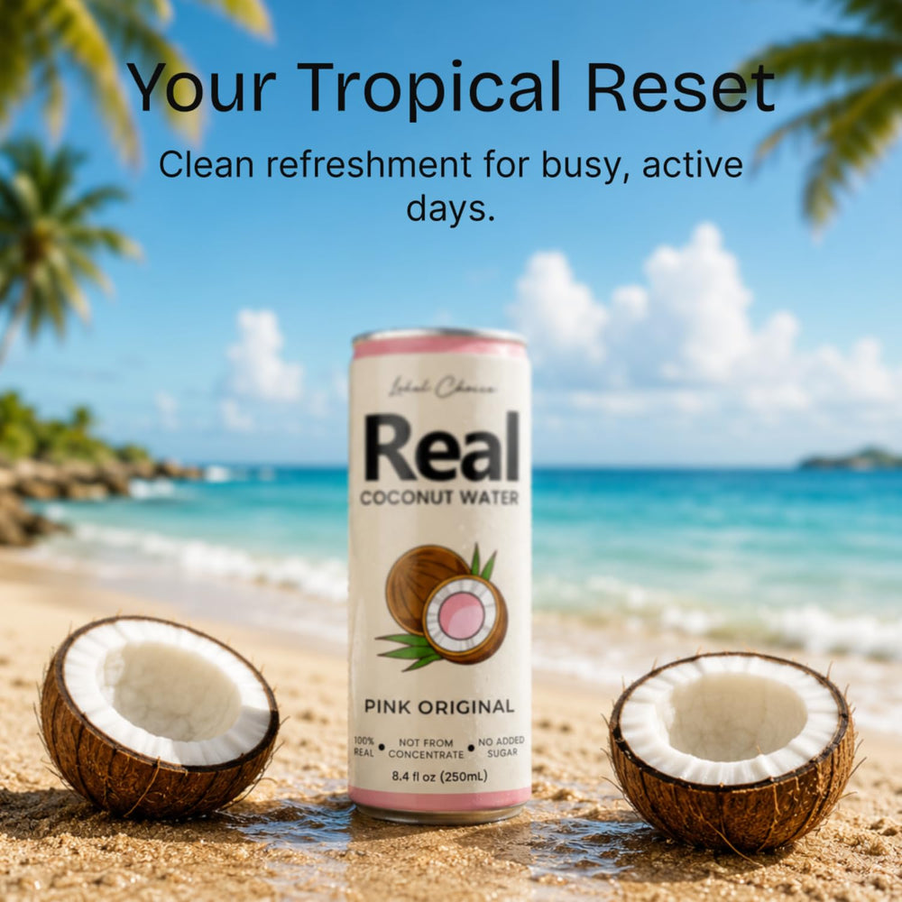 lōkal chōice open can revealing clear coconut water for easy drinking