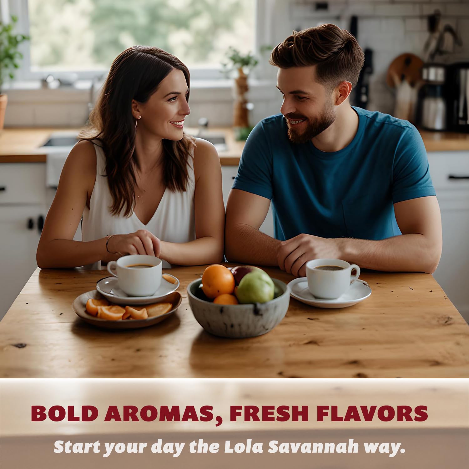 Lola Savannah roasted Arabica beans with pecan pieces emphasizing local Texas-sourced flavor