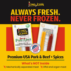 Long John Snacks cheddar and spicy pepper jack pairing displayed to highlight real Wisconsin cheese