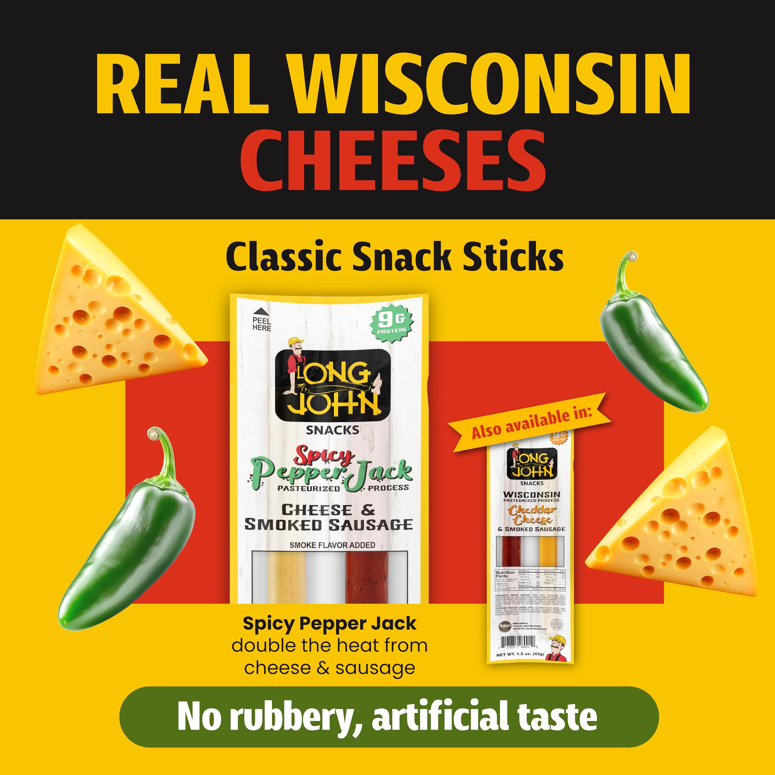 Long John Snacks individually wrapped stick emphasizing portable convenience and freshness