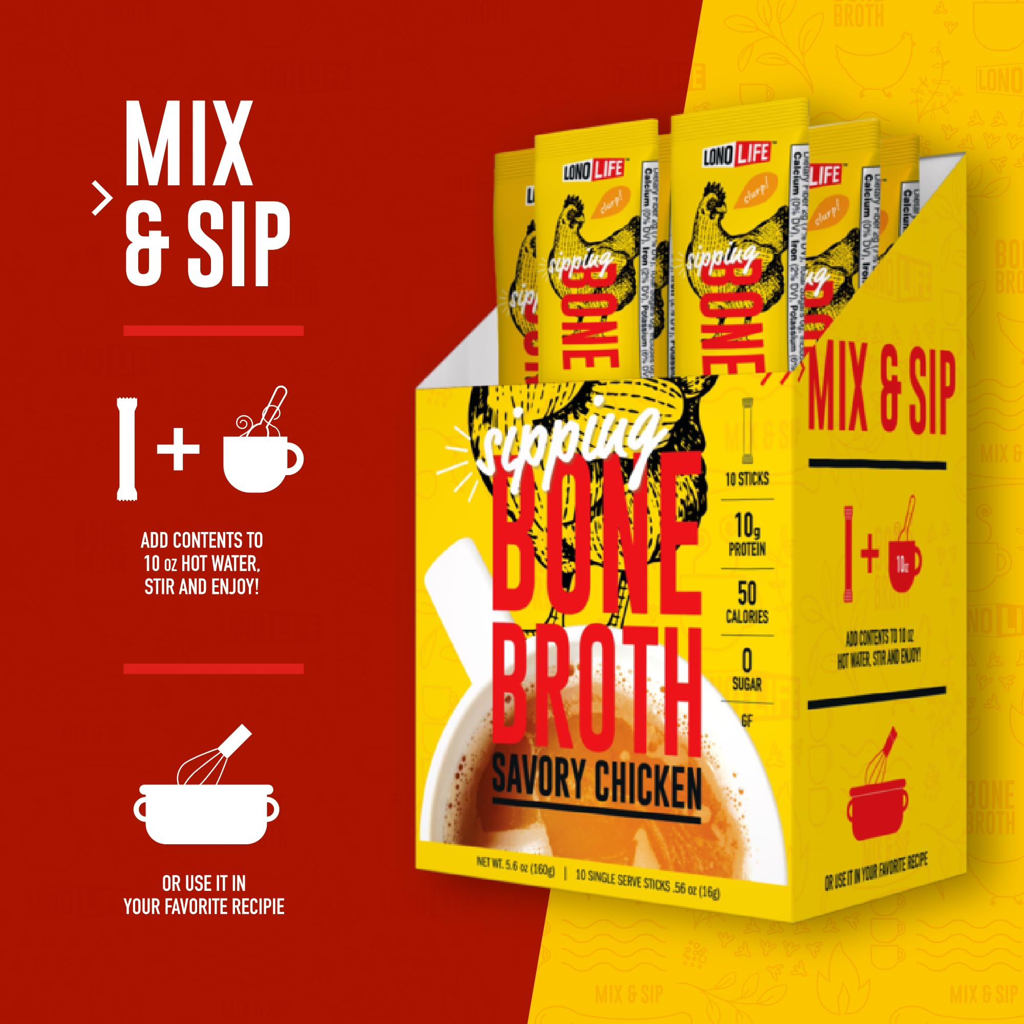 LonoLife powder used in a simmering soup pot adding rich chicken flavor