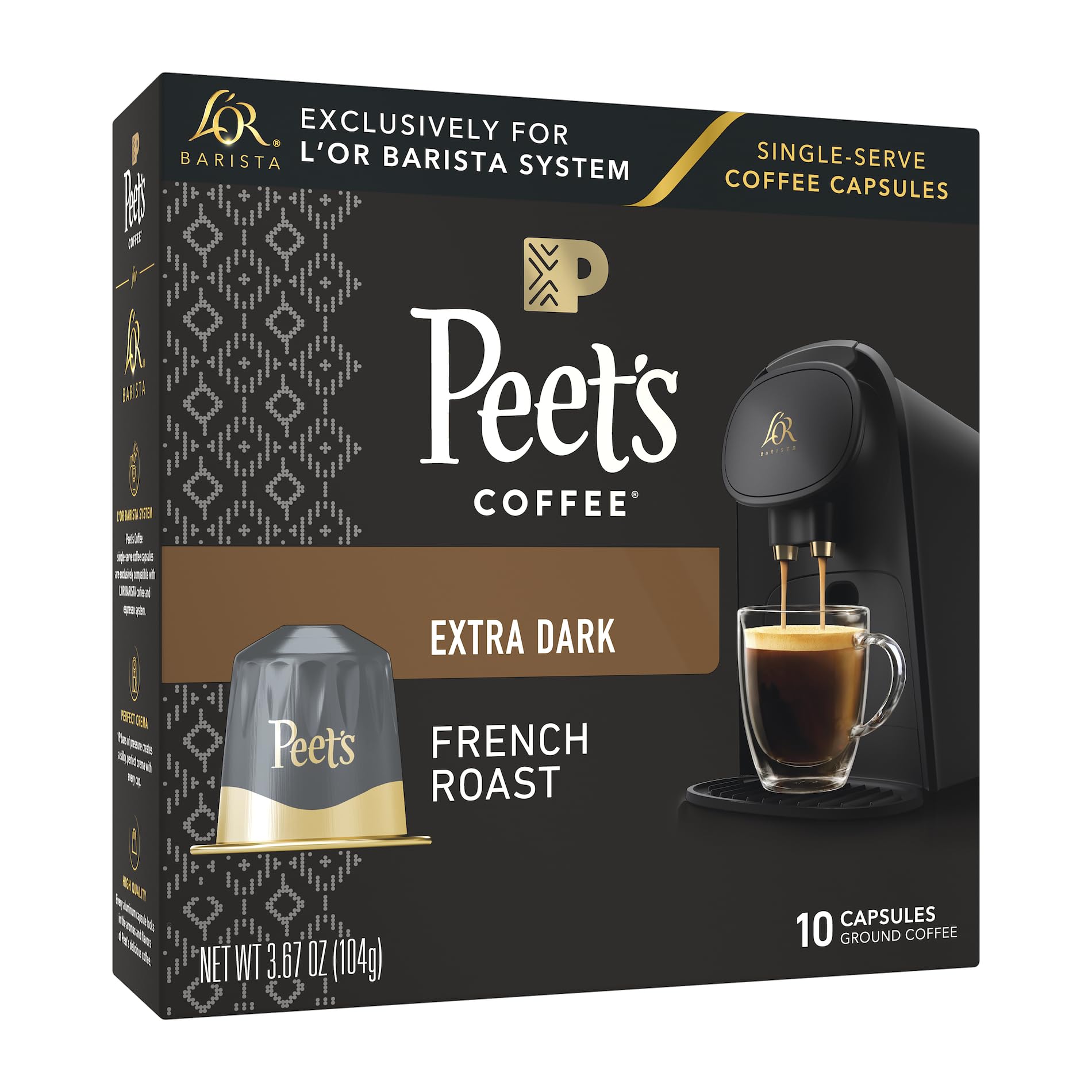 L'OR front packaging showing Peet's French Roast for bold flavor