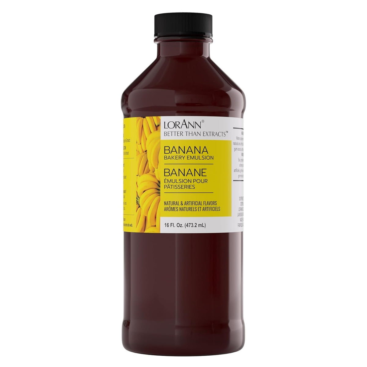 LorAnn Oils bottle front packaging shows 16 oz emulsion and clear label benefit