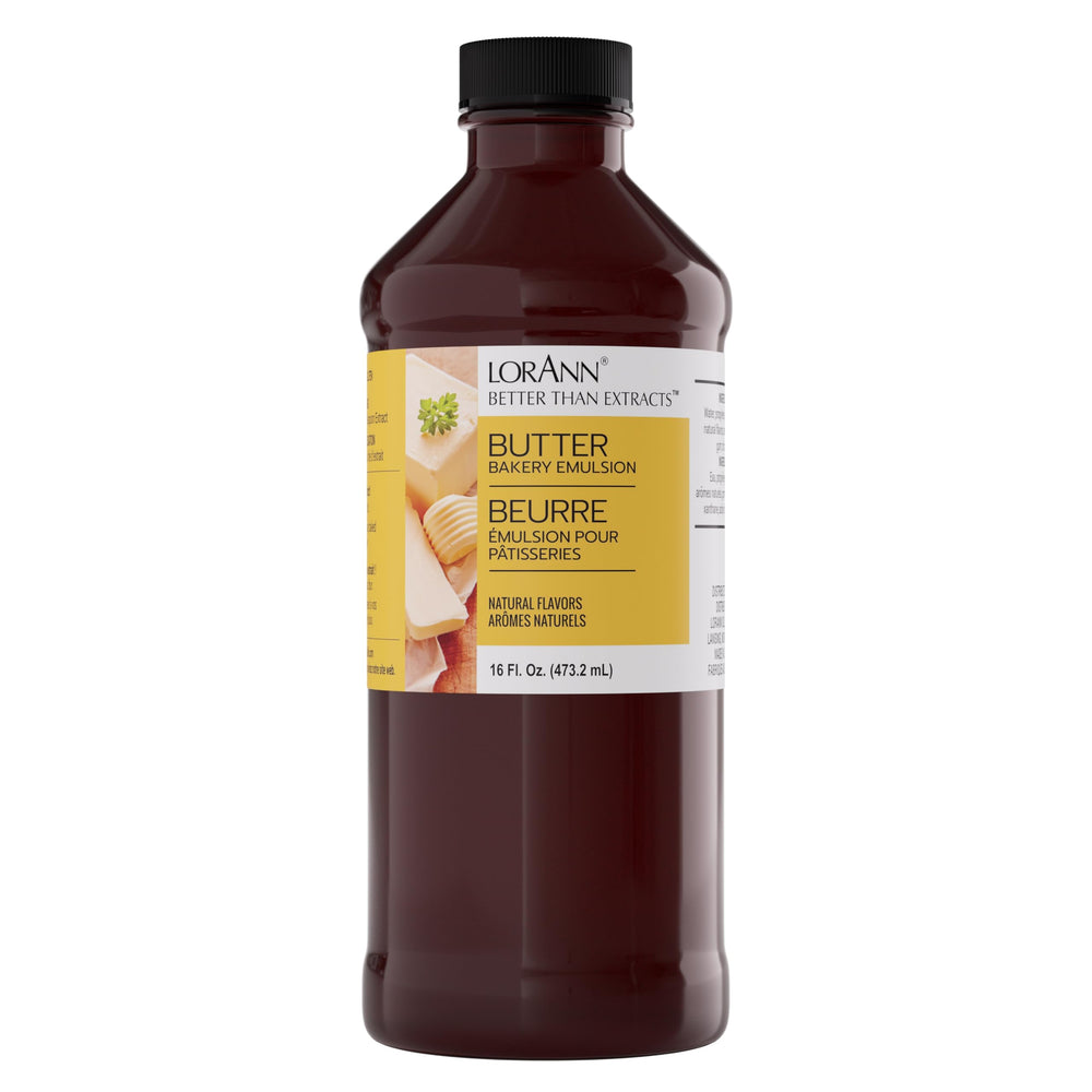 LorAnn Oils butter emulsion bottle front showing label and volume benefits
