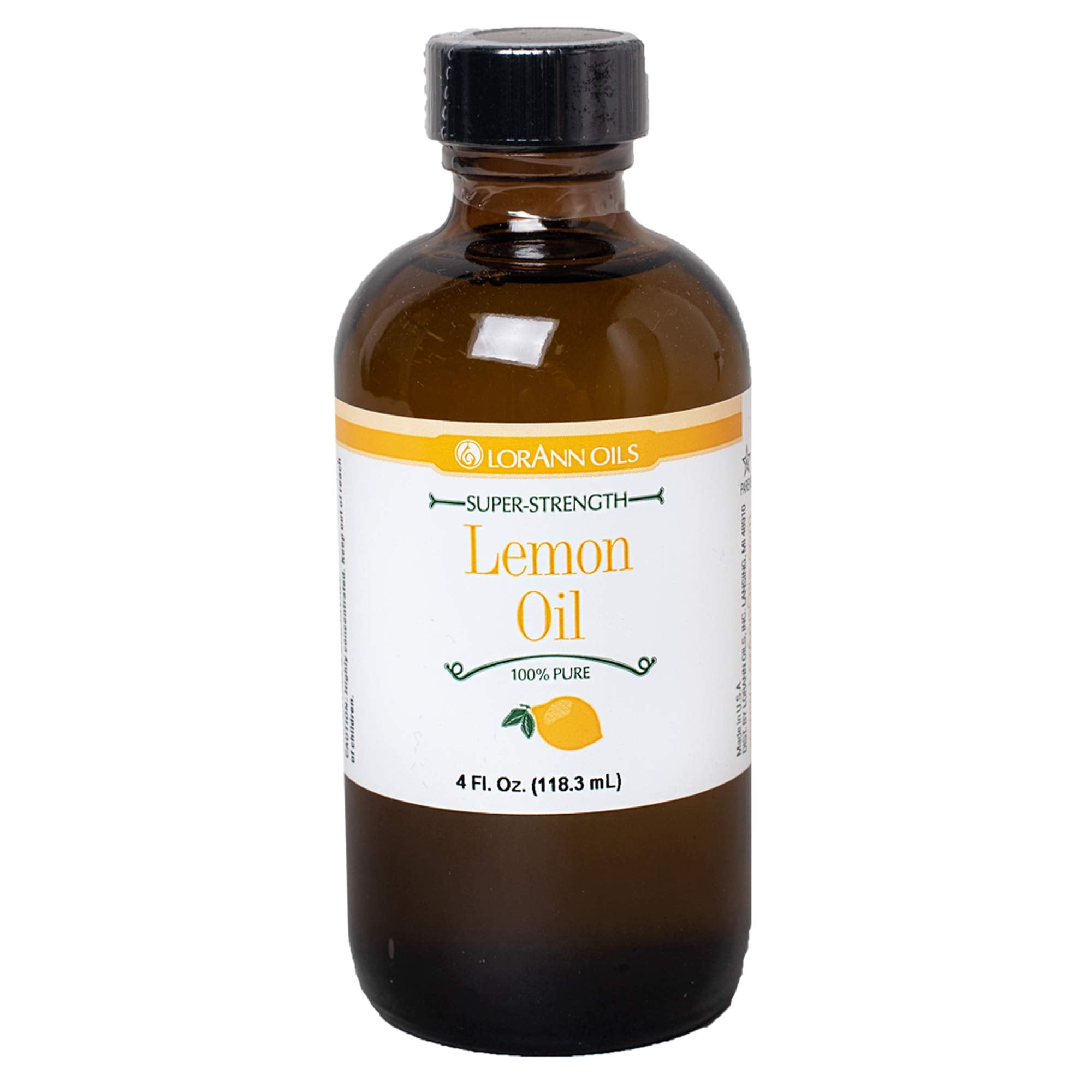 LorAnn Lemon Oil SS front bottle showing label and 4 oz size for precise flavoring